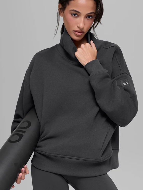 ALO Yoga Tops - ALO Yoga Hazy Mock Neck Pullover in Anthracite size Medium